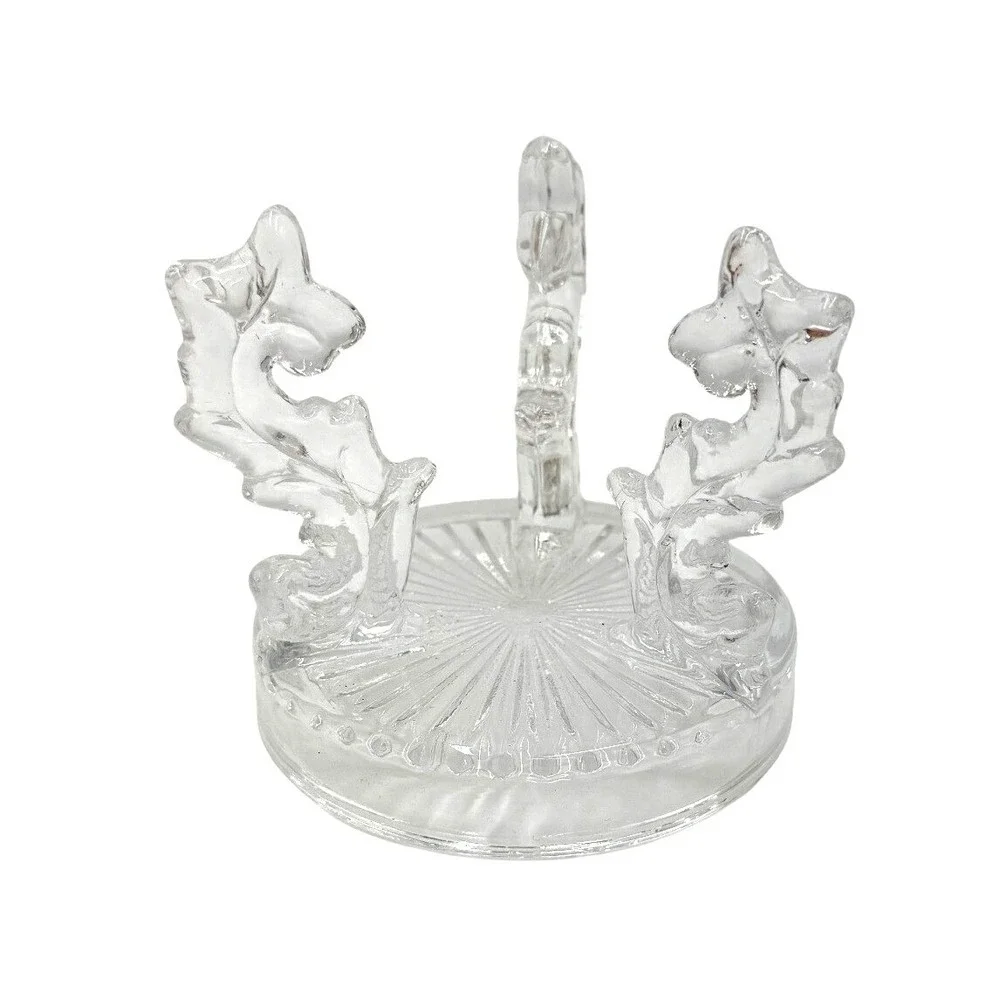 Clear Glass Crystal‎ Display Stand Holder Ornate Acanthus Leaf Design